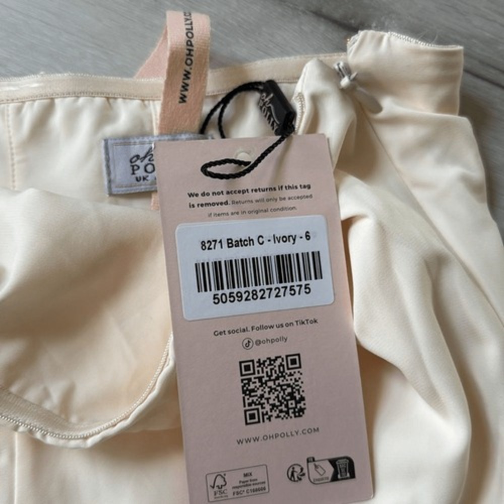 Oh Polly Imogene Scarf-Detail Strapless Gown -Size‎ 2 Ivory NWT w/o Scarf - Picture 6 of 6